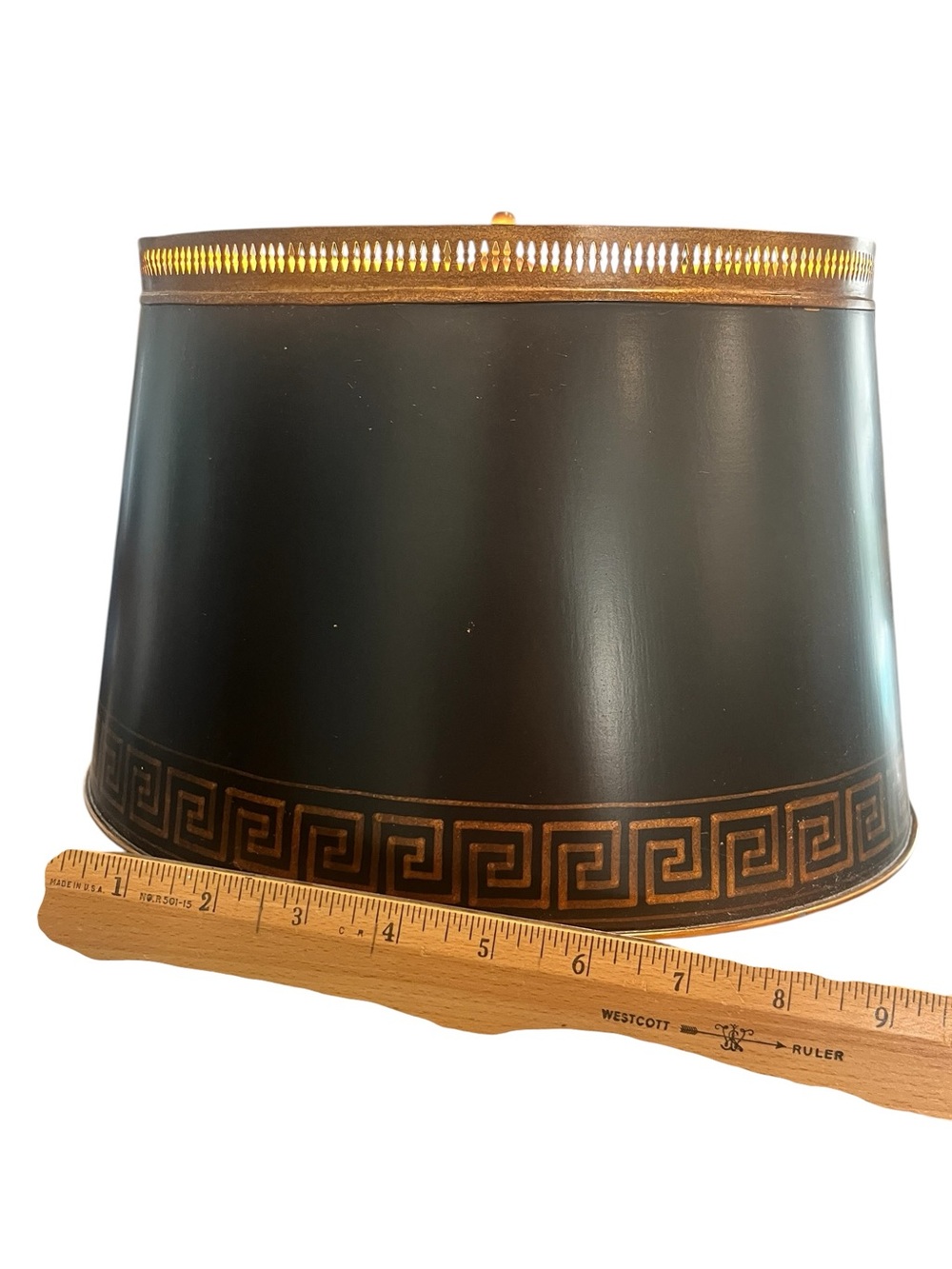 Chinoiserie Black Gold Tole Candlestick Lamp Vintage Hand Painted - Picture 4 of 16